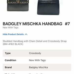 Badgley Mischka Black Studded Crossbody Bag